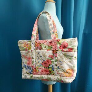 RARE Vintage Ralph Lauren “Melissa on White” Floral Cotton Tote!  XL